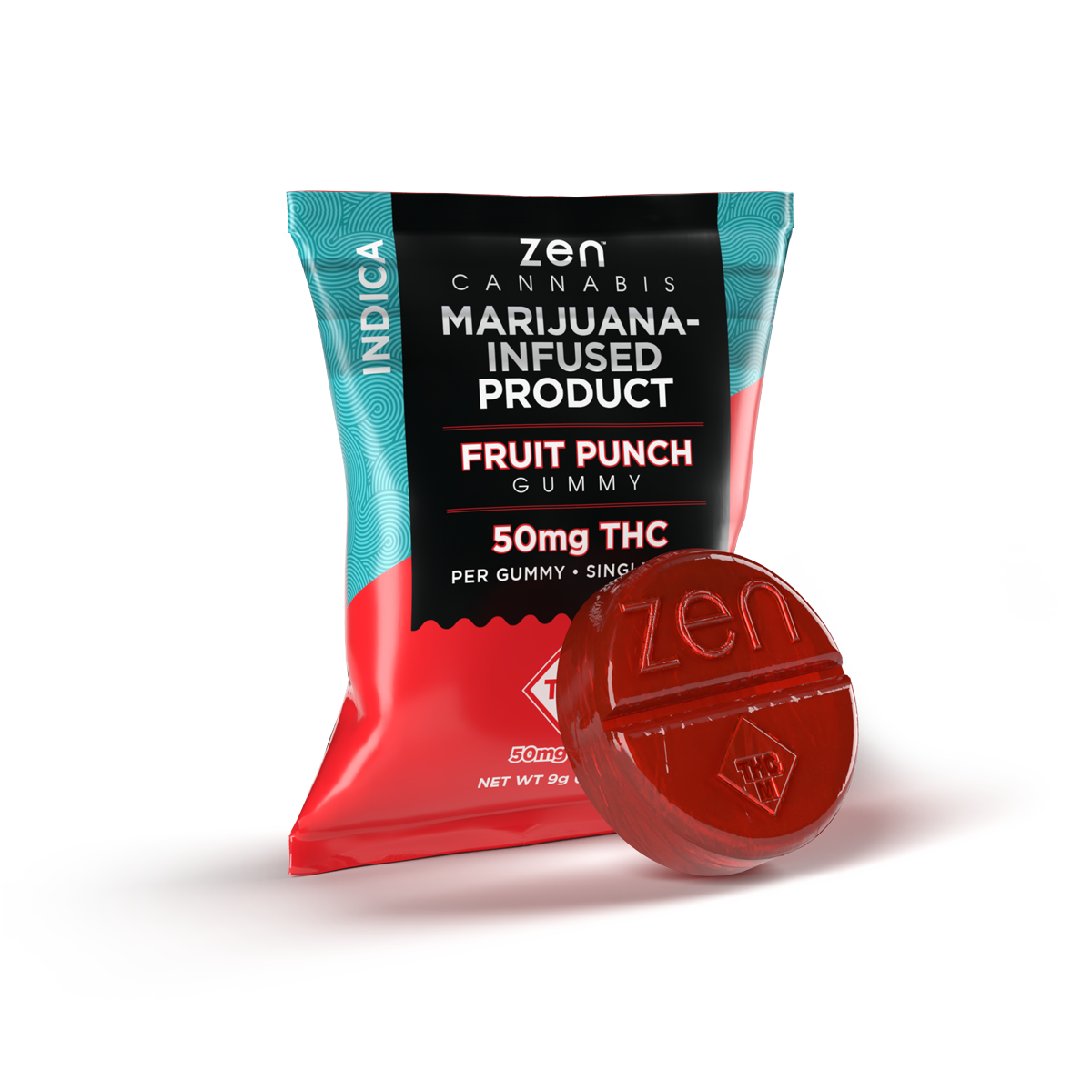 Zen Cannabis 50mg THC Indica Fruit Punch Gummy