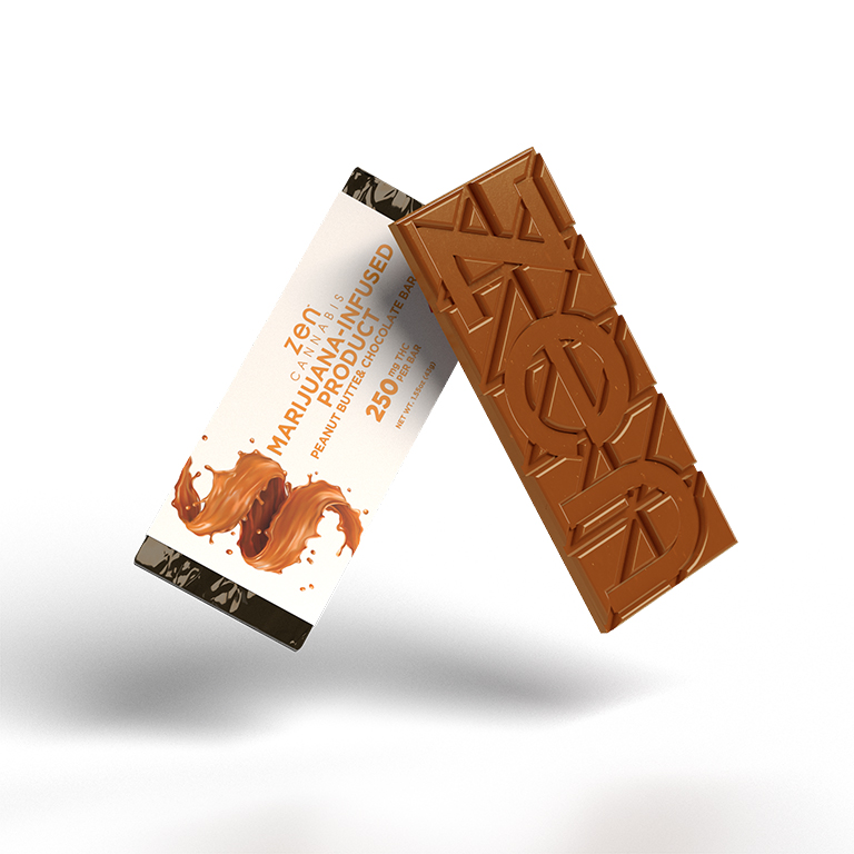 Zen Cannabis Marijuana Infused Product, Peanut Butter and Chocolate 250mg THC Bar