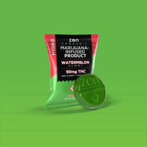 Zen Cannabis Marijuana Infused Product Watermelon Gummy with 50mg THC